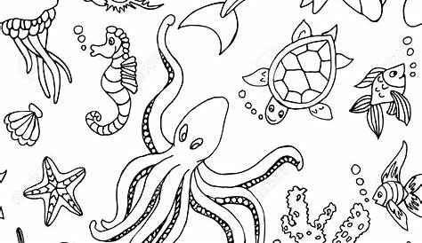 Hand-drawn Sea life clipartSVG Sea animals | Etsy | Sea life clipart