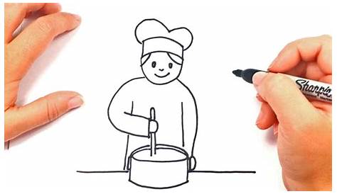 How to draw a lady cooking in the kitchen room | Cooking drawing Step