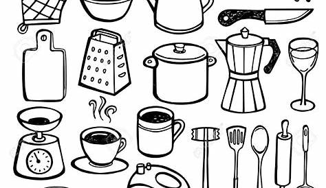 Kitchen Utensils Hand-Drawn Graphic | Kitchen utensils illustration
