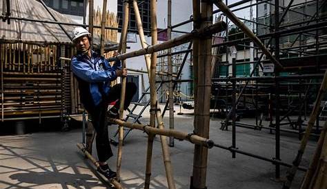 Echafaudage Bambou Hong Kong Site De Construction D'échafaudages En De