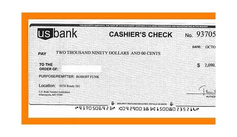 Blank Cashiers Check Template