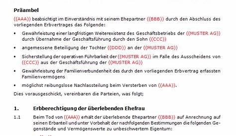 Ehe- und Erbvertrag mit Gütertrennung - Muster-Vorlage zum Download