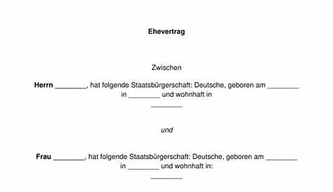 Ehevertrag (Verzicht auf nachehelichen Unterhalt) - Muster-Vorlage zum