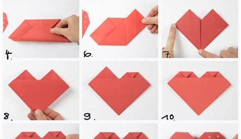 Origami Bild: Faltanleitung Origami Herz 3d