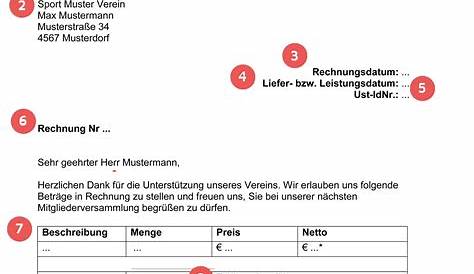 Beispiel 2: Vereinsrechnung ohne Umsatzsteuer | Rechnung muster