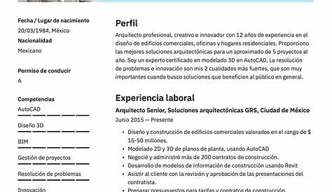 Arquitecto - Curriculum Vitae Versión español, Venezuela. #architect #