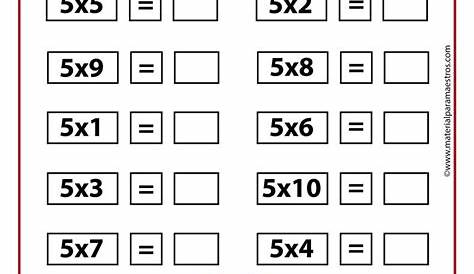 Tabla de multiplicar del 5 - BONITO PARA IMPRIMIR