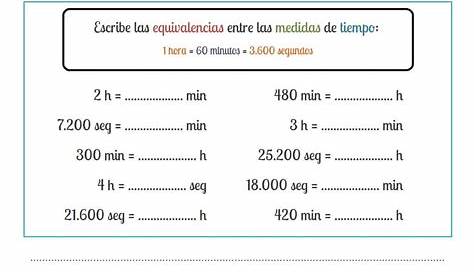 Medidas de Tiempo segundo grado de Primaria - BONITO PARA IMPRIMIR