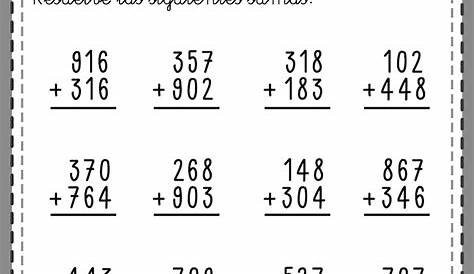 sumas llevando de números de tres cifras | Matematicas tercero de