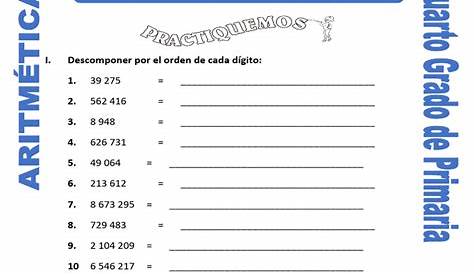 Ejercicios De Matematicas Para Cuarto Grado De Primaria Para Imprimir