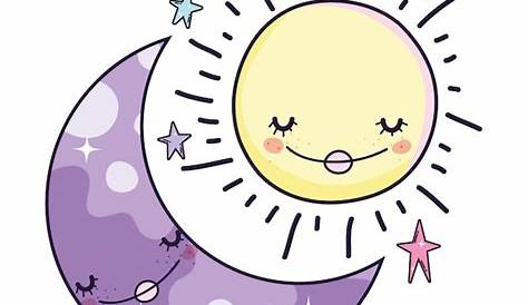 Dibujos animados de la luna y el sol | Vector Premium