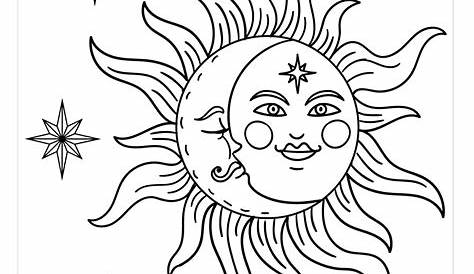 Sol Y Luna Para Colorear | Moon coloring pages, Sun and moon drawings