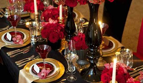 Elegant Valentine Red Black And Gold Decor 's Day Table Ations Enhance