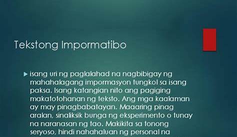 Halimbawa Ng Impormatibo – Halimbawa