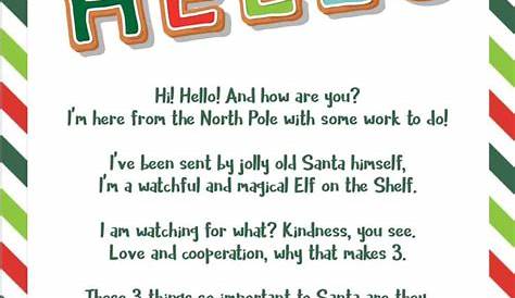 Elf On The Shelf Hello Letter Template