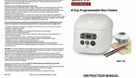 Elite Gourmet Rice Cooker Manual