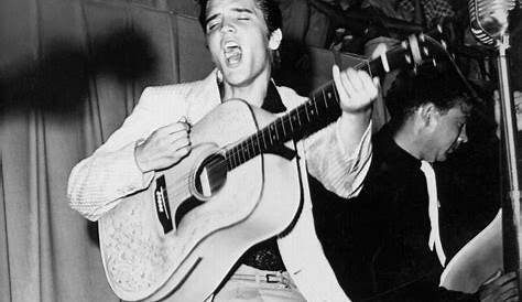 Publicity photo of Elvis Presley in concert circa, 1955. File Reference