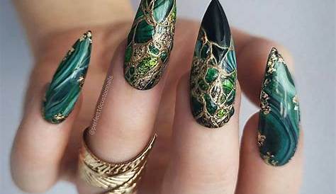 Emerald Nails, Green Gown, Regal Bride: Emerald Majesty Unleashed