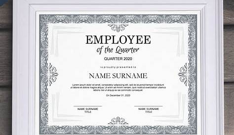 Editable Employee of the Quarter Certificate Template Etsy India