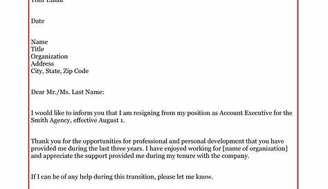 Employee Resignation Letter Example Templates At