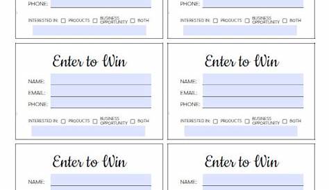 Enter to Win Printable Raffle Tickets Template Download Raffle Entry
