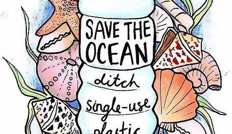 Earth Day Save Sea Poster Template with Modern Icon of Bottle Plastic