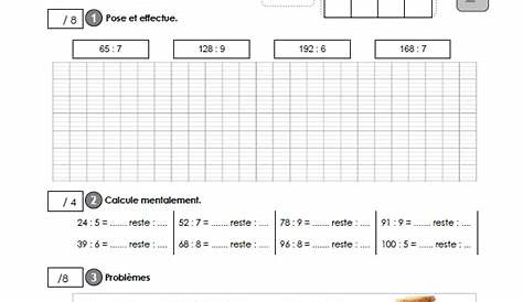 CM1: EXERCICES La division avec quotient décimal | Exercice division