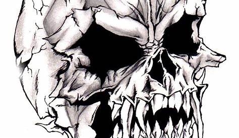 Beautiful Burning Evil Skulls Sketch for Tattoo Design