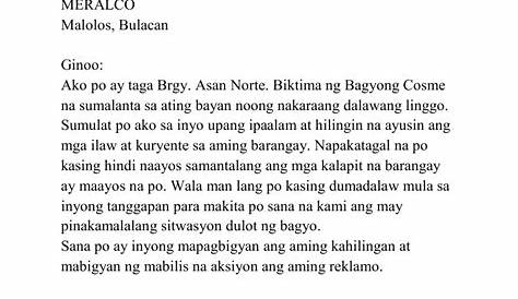 Liham Pang Negosyo Example Tagalog - Reynaldo Rey