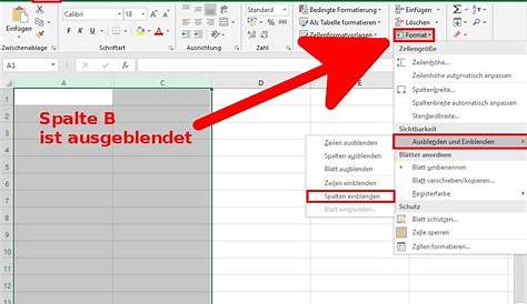 Excel 2016 Ausblenden von Spalten und Zeilen - YouTube