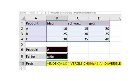 Index und Vergleich in Excel - TOPTORIALS