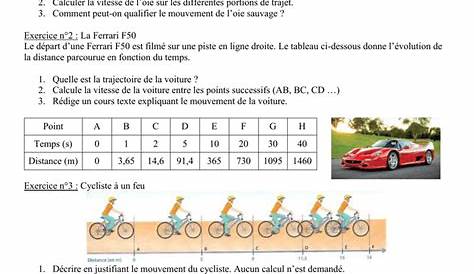 Calculs de vitesse