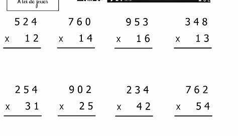 CE2: EXERCICES corrigés Technique opératoire de la Multiplication