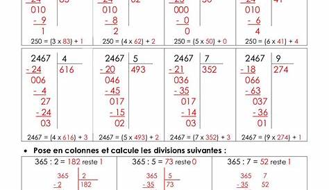 Division à 2 chiffres - Cm2 – Exercices corrigés – Calcul