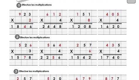 CE2: EXERCICES corrigés Technique opératoire de la Multiplication