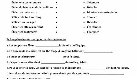 ce2 les Synonymes - Exercices