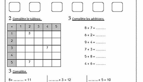 Tables d’addition : CE1 - Exercice évaluation révision leçon, pdf à