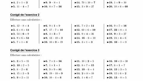Calcul mental - Corrigé série d'exercices 1 - AlloSchool