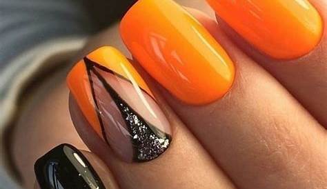 Fall Nails With Blue And Orange