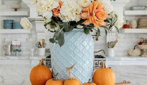 Fall Table Centerpieces Blue And White