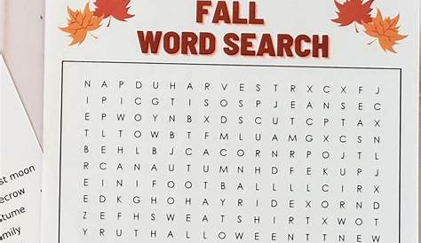 Fall Word Search Printable Pdf