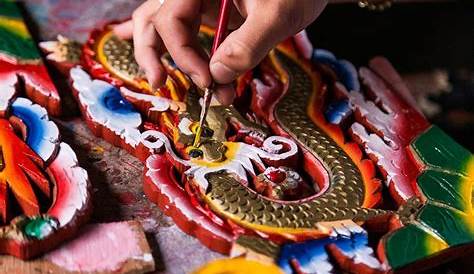 Dragon mural painting in Rumtek monastery Gangtok Sikkim India Stock