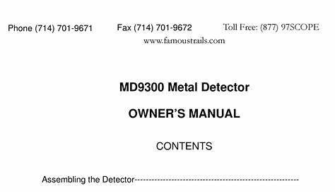 Famous Trails Md 7030 Owner's Manual