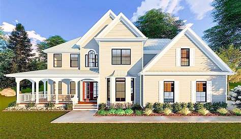 Plan 25609GE: 4 Bed Modern Farmhouse with Front and Rear Porches