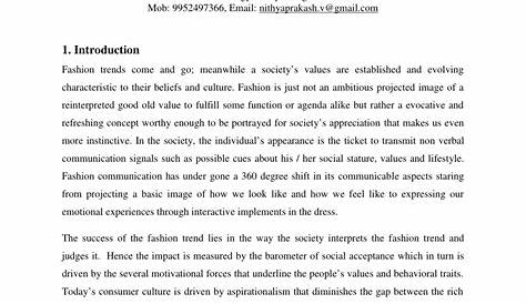 Fashion Trends Research Paper