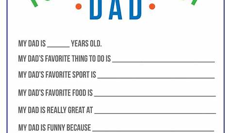 Favorite Things About Dad Printable