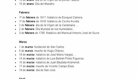 Resultado de imagen para calendario de fechas patrias de venezuela