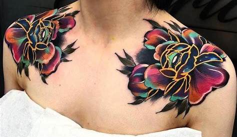 tattoo: Blue Tribal Rose On Chest | Chest tattoos for women, Cool chest