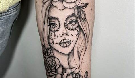 candy skull girl tattoo- colour | Skull girl tattoo, Sketch tattoo