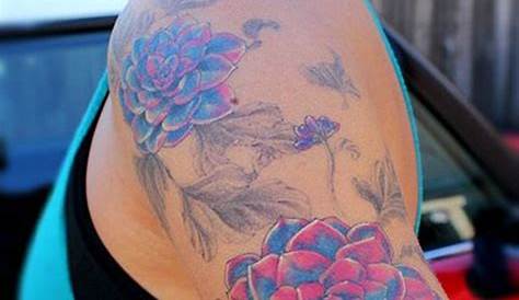 Flowers with quote tattoo | Fingerprint tattoos, Back of shoulder